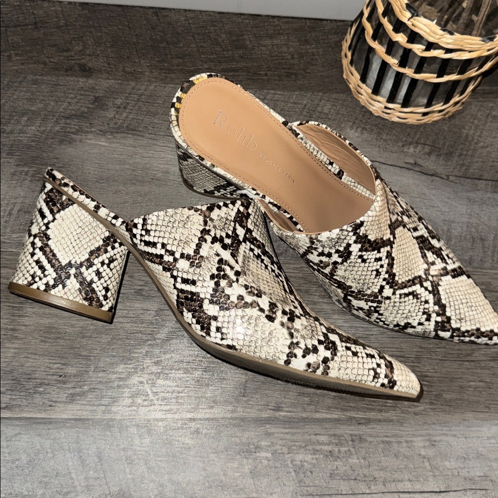 Wild Pair Snakeskin Patterned Mules - image 3